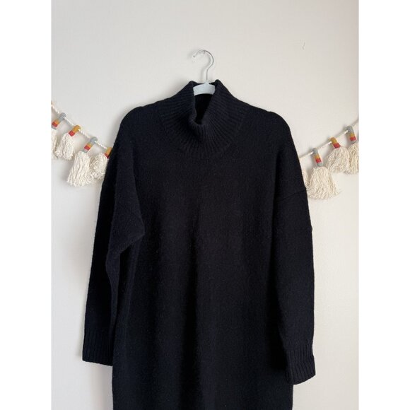COS Navy Wool Alpaca Blend Mock Neck Mini Sweater Dress Modest Minimalist M - Picture 3 of 10